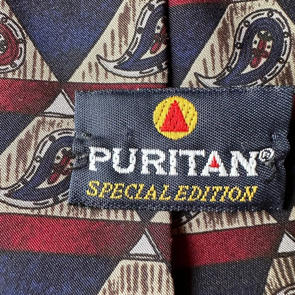 Men's Geometric Patterned Tie - Blue‎ and Red